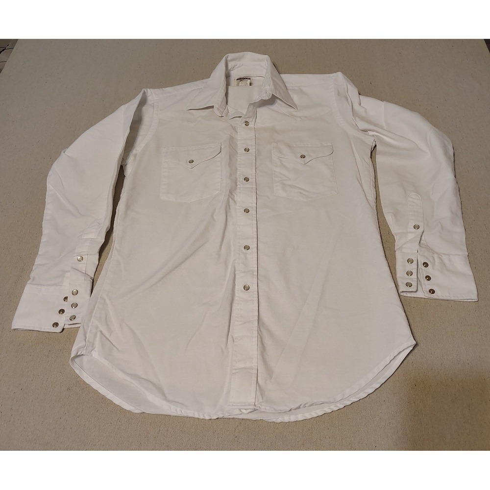 Ruddock Shirts Mens White Classic Fit Western Snap Long Sleeve Shirt 15 12 34 11